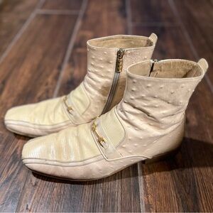 Well loved Versace ostrich boot.
